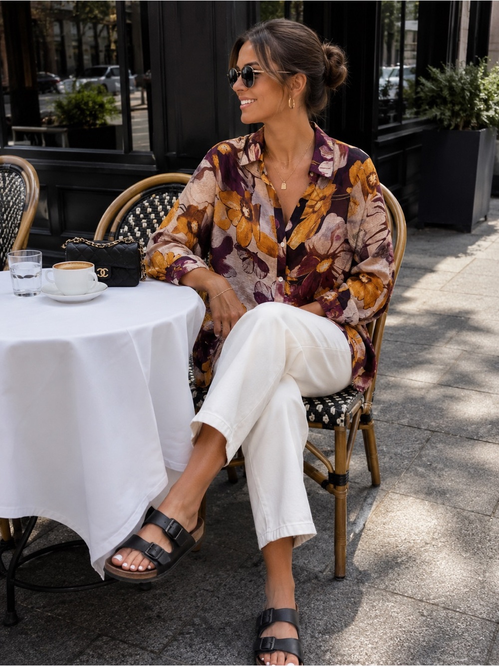 NWT Radzoli Floral Button Front Blouse Women’s Large Sheer 3/4 Sleeve - Picture 2 of 9
